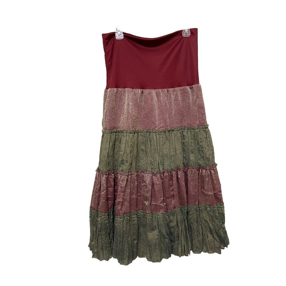 Vtg Chez Vous De France Maxi Boho peasant tiered Skirt Sz 12 Y2K Fairy Goth